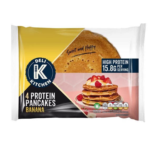 Deli Kitchen 4 Protein Banana Pancakes in Packaging