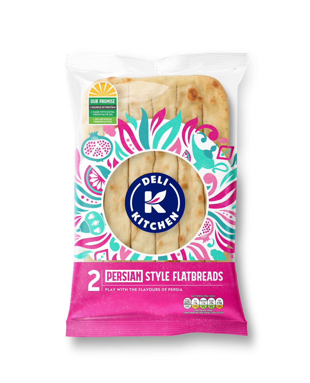 Deli Kitchen 2 Persian Flatbreads in Packaging ClearBG