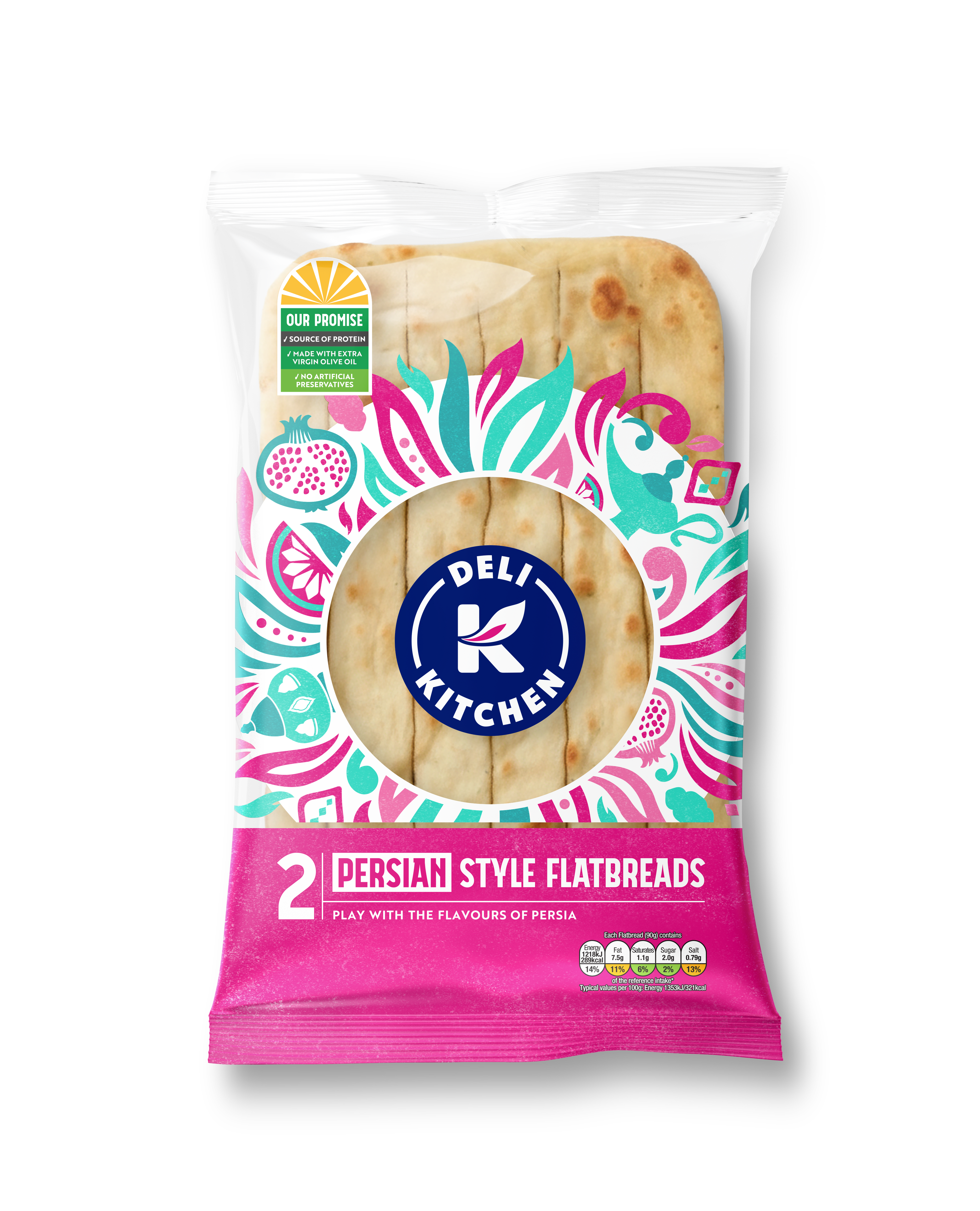 Deli Kitchen 2 Persian Flatbreads in Packaging ClearBG