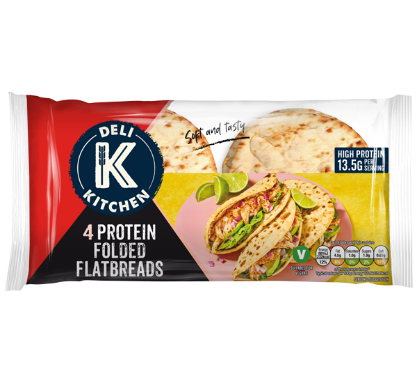 Deli Kitchen 4 Protein Folded Flatbreads in Packaging