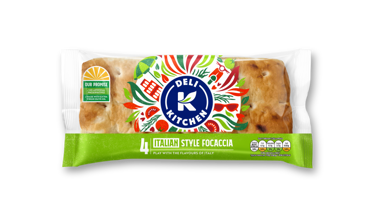 Deli Kitchen 4 Italian Style Focaccia Sliced in packaging