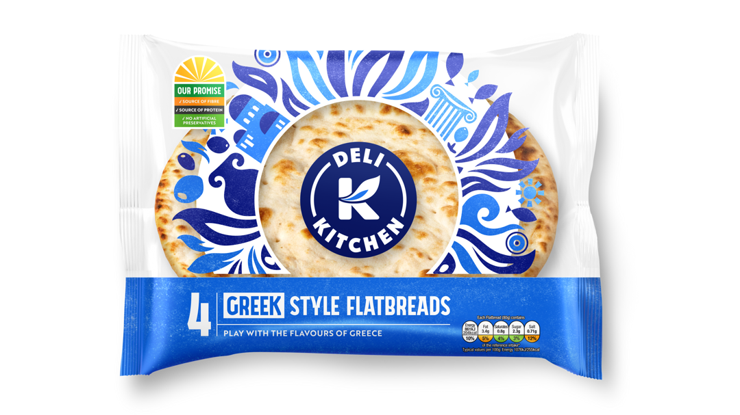 Deli Kitchen 4 Greek Style Flatbreads - Packaging ClearBG