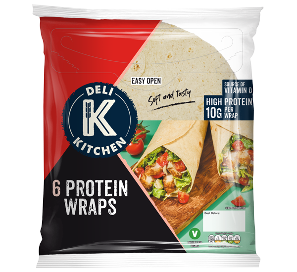 Deli Kitchen 6 Protein Wraps in Packaging