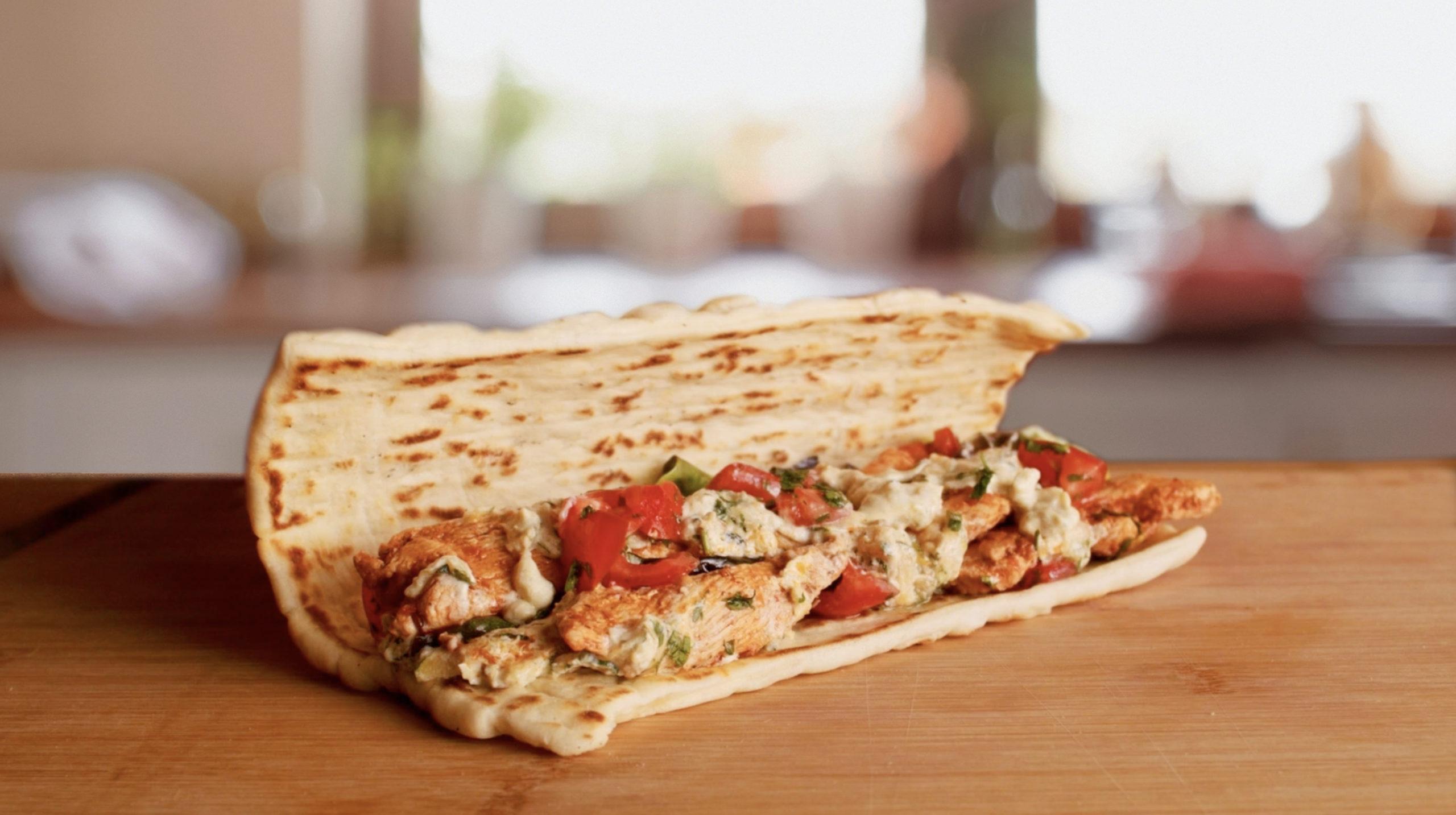 Harissa Chicken & Courgette Yoghurt Flatbread
