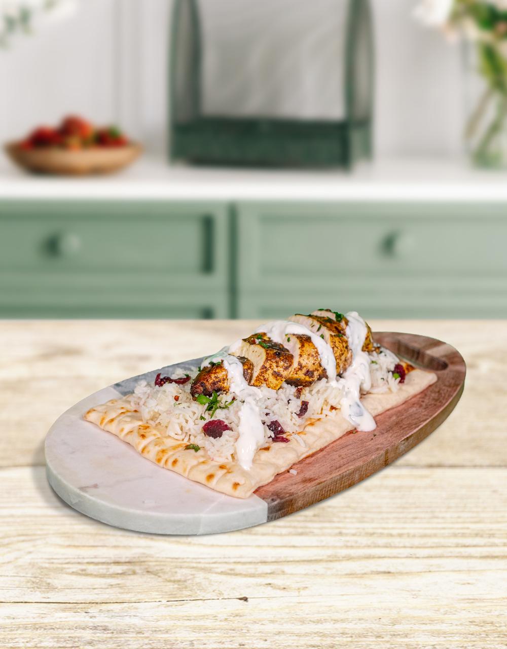 Persian chicken with rice & honey yogurt