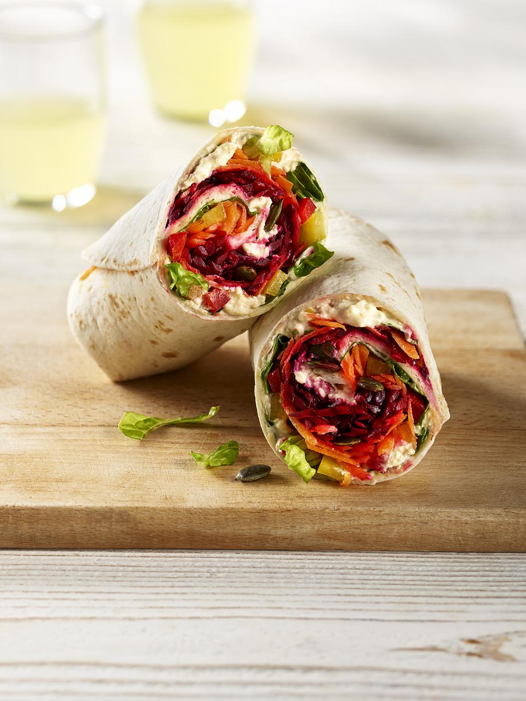 Rainbow Hummus Wrap