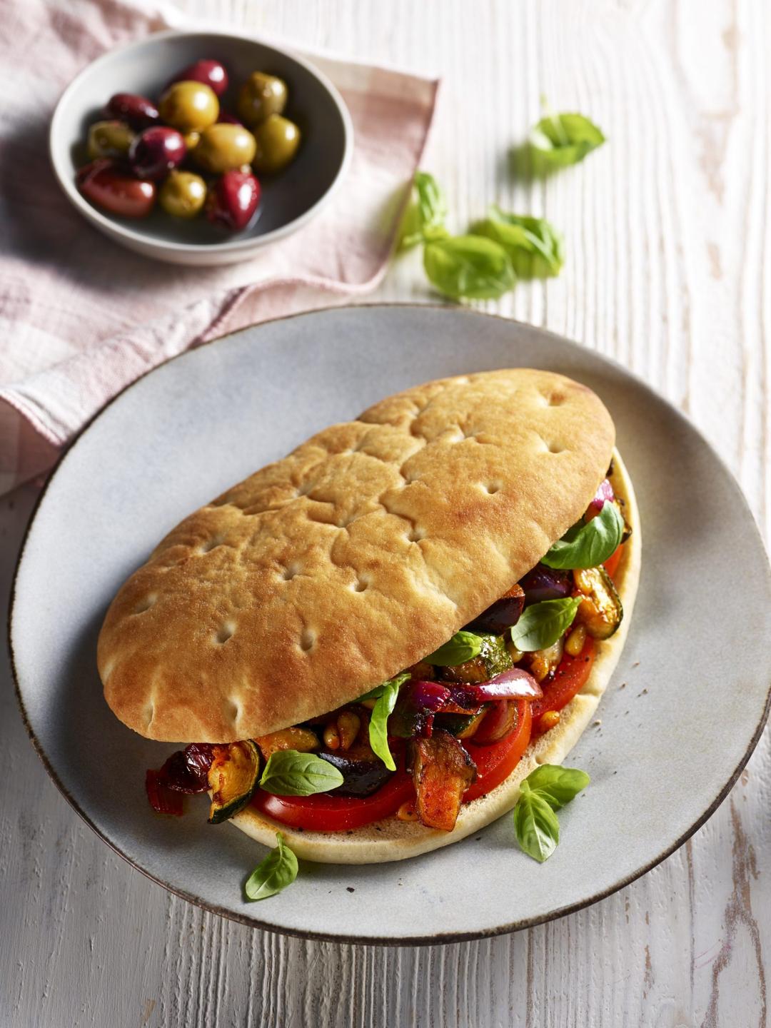 Sweet Aubergine, Tomato & Basil Vegan Wrap