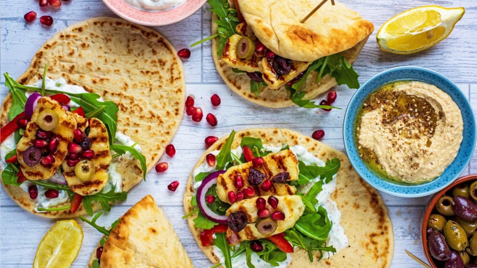 Grilled Halloumi Greek Flatbreads Deli Kitchen