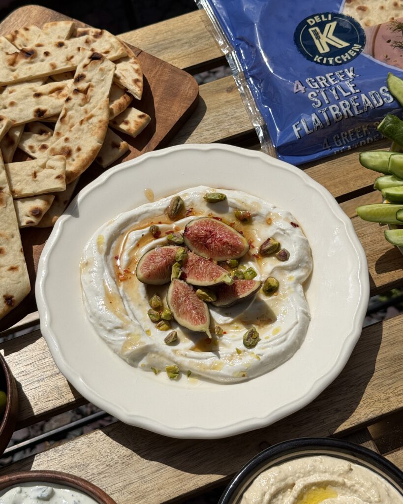 Hot Honey Ricotta Dip With toasted Deli Kitchen Greek flatbreads