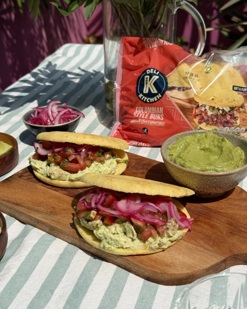 Arepa with Shredded Chicken & Avocado Crème