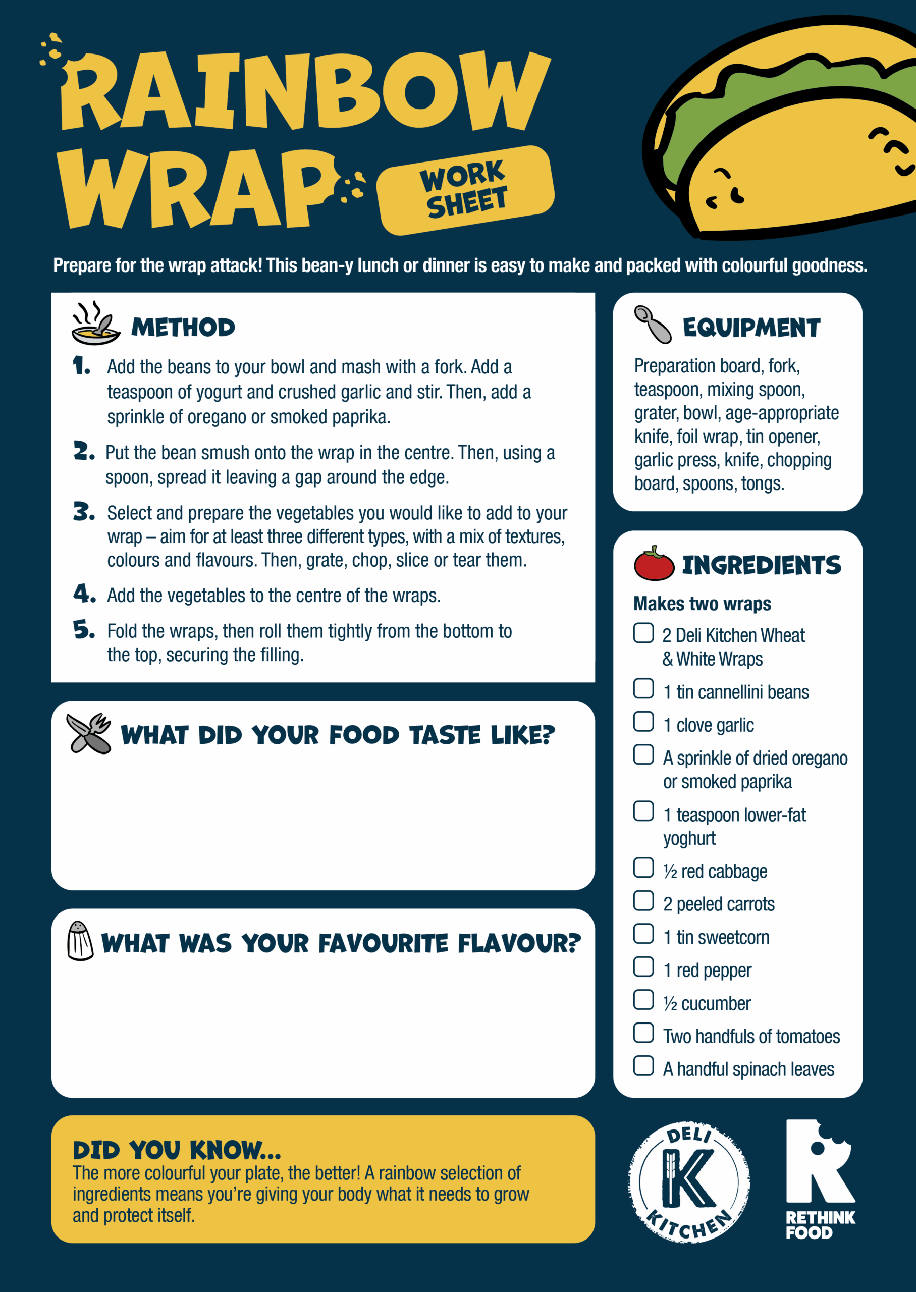 Rainbow Wrap Worksheet